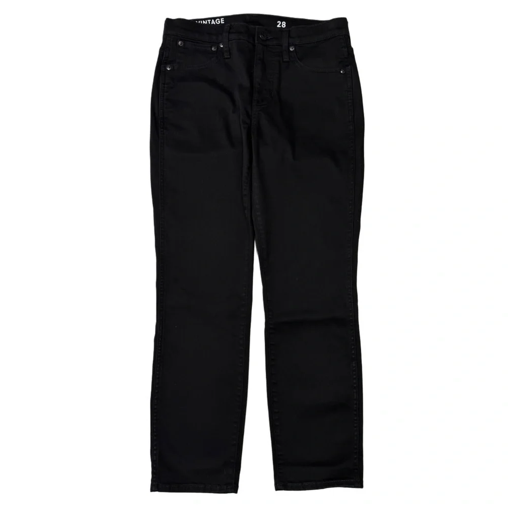 {J. Crew} "Vintage Slim Straight" True Black Mid Rise Stretch Denim Jeans - Picture 2 of 7